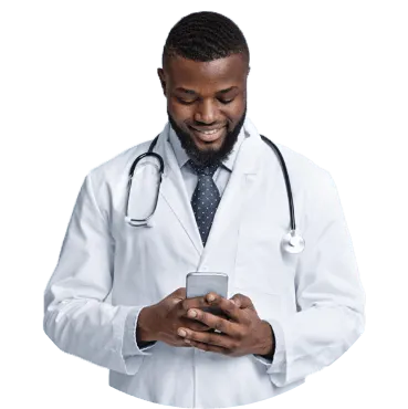 Doctor looking at smart phone