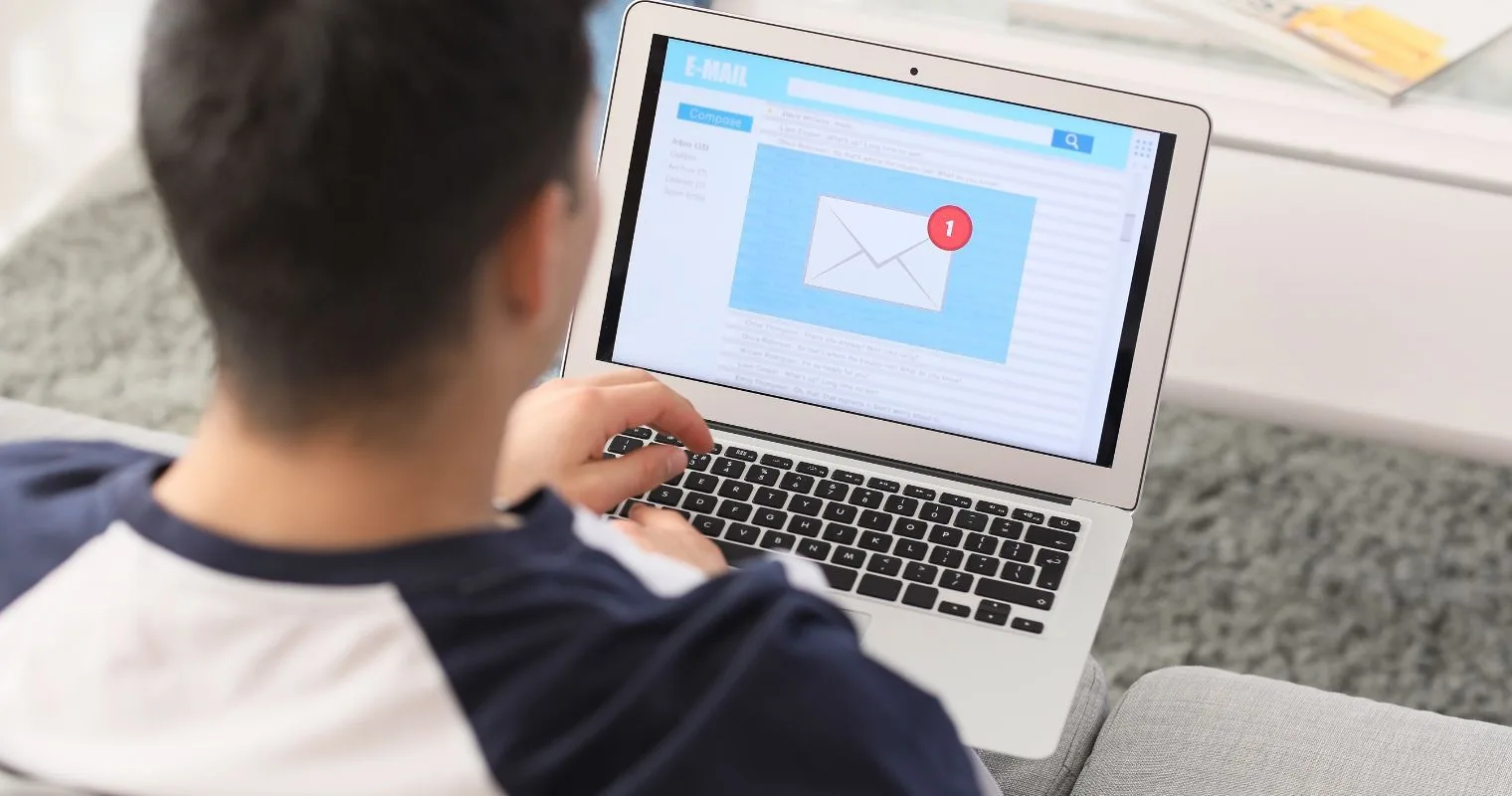 man checking email