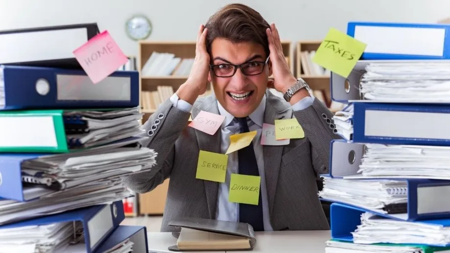 Man frustrated in office 