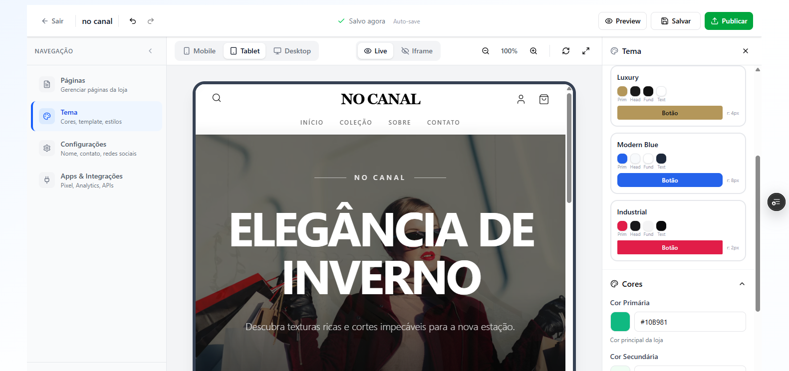 Sua vitrine profissional pronta em minutos