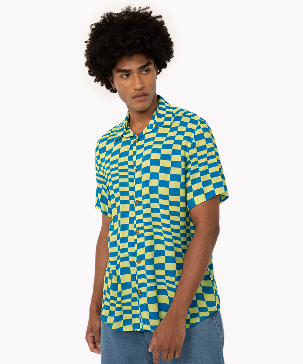 camisa de viscose xadrez quadriculado