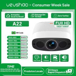 Projetor Vevshao A22, 1080p, Suporte