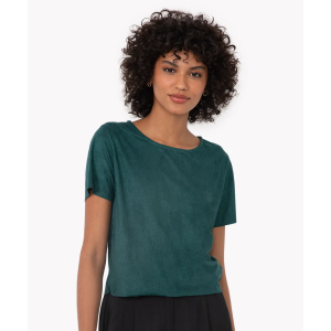 Cropped de suede manga curta