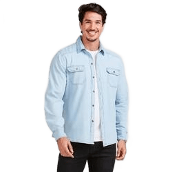 Camisa Social Masculina Jeans Manga