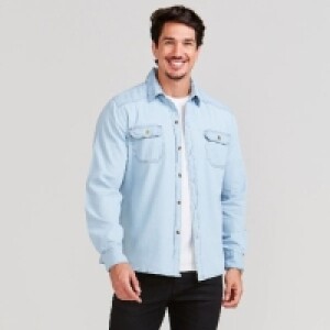 Camisa Social Jeans Manga Longa