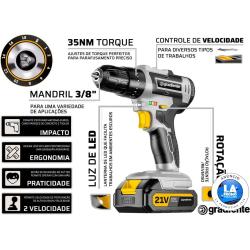 Parafusadeira Furadeira Sem Fio Gradiente