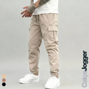 Calça Jogger Cargo Masculina Sarja