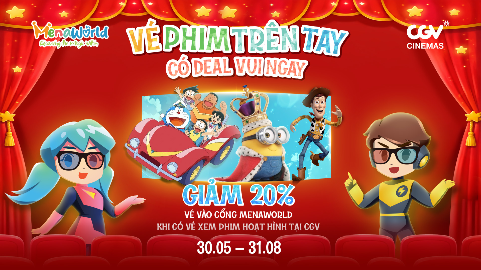 Ưu Đãi Hè 2026: Giảm 20% Vé MenaWorld Cùng Vé Phim CGV