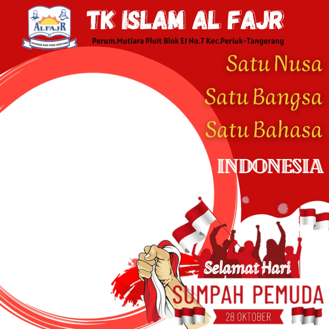 Gambar Twibbon SUMPAH PEMUDA TK AL FAJR Terbaru 2021 buatan vina faricha
