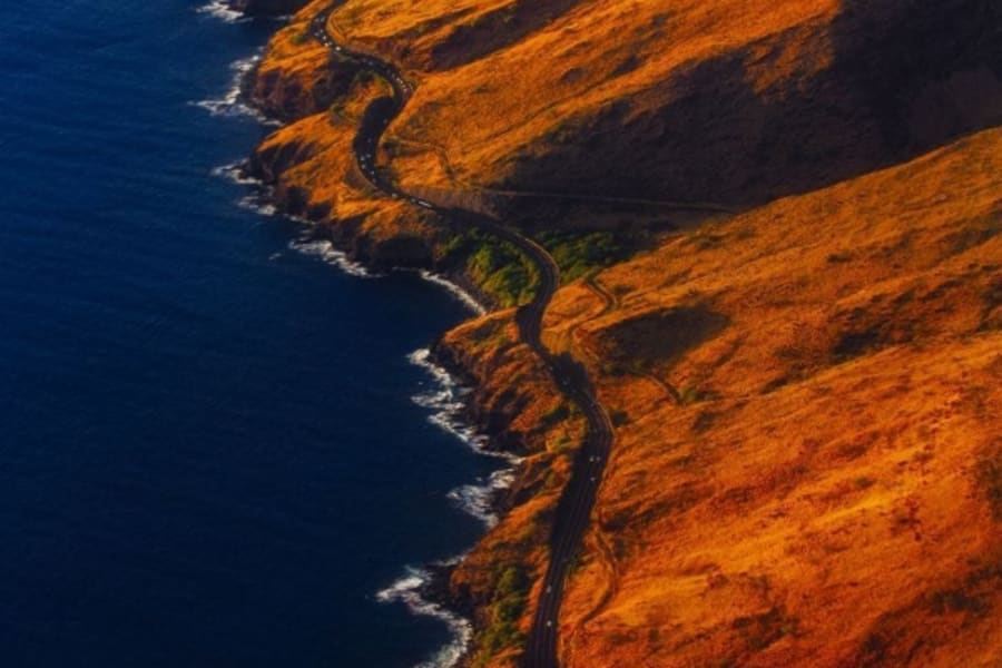 Maui coastline aerial view