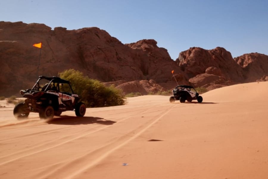 Two RZRs in Vegas desert