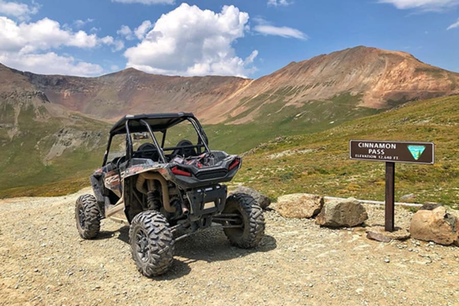 Polaris RZR by Cinnamon Pass sign in Colorado