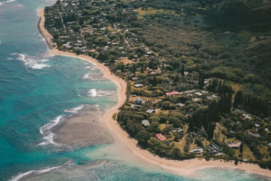 Maui beach with aerial view