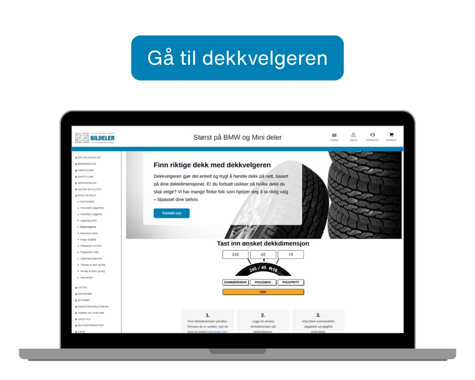 Finn riktig dekkdimensjon med GS Bildeler dekkvelger