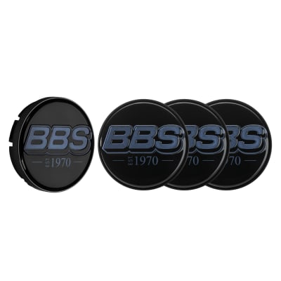 BBS 2D Center Cap est. 1970 embossed black with Logo Indigo Blue