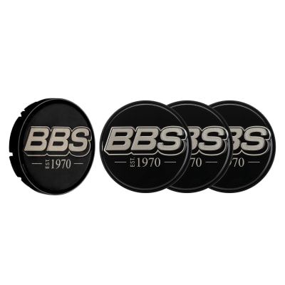 BBS 2D Center Cap est. 1970 embossed black with Logo Whitegold