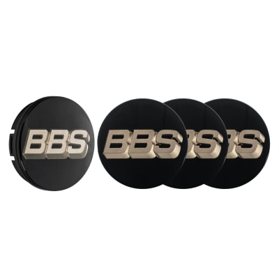 BBS 3D Center Cap black with Logo Whitegold