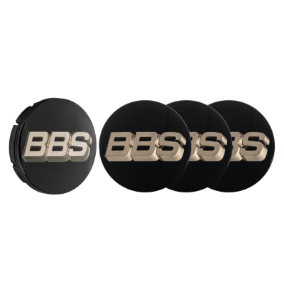 BBS Rotating 3D Center Cap black with Logo Whitegold