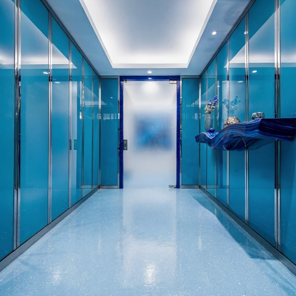 Panel Up With Glossy Cerulean Glass