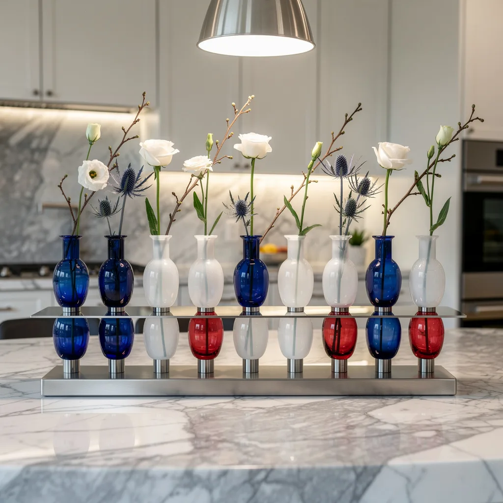 Glass Bud Vase Rows—Marble Island in a Mood