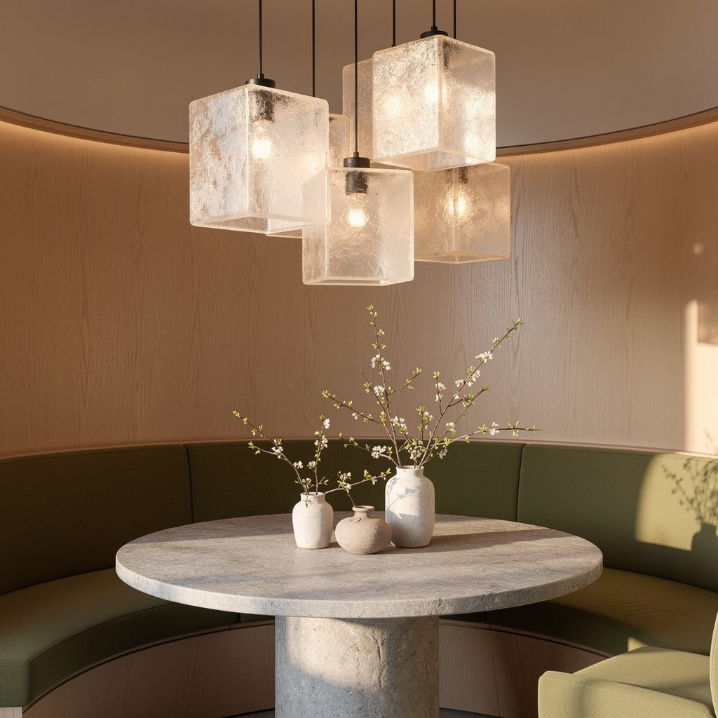 Cube Power: Sandblasted Glass Lanterns for your Breakfast Nook