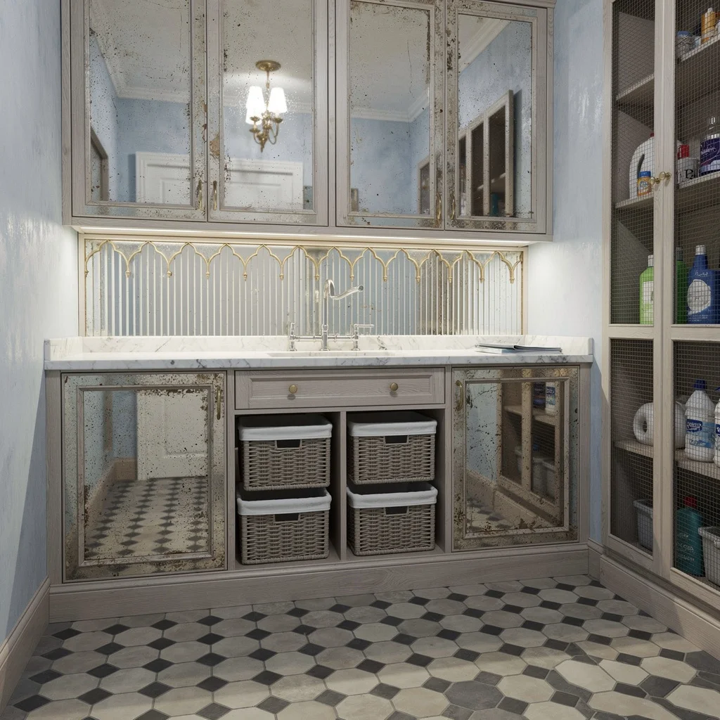 French Fantasy: Distressed Mirror, Marble, and Parisian Panache