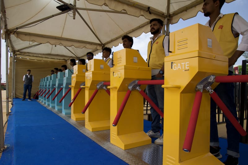 High-volume event entry — RFID and wristband access control with real-time monitoring