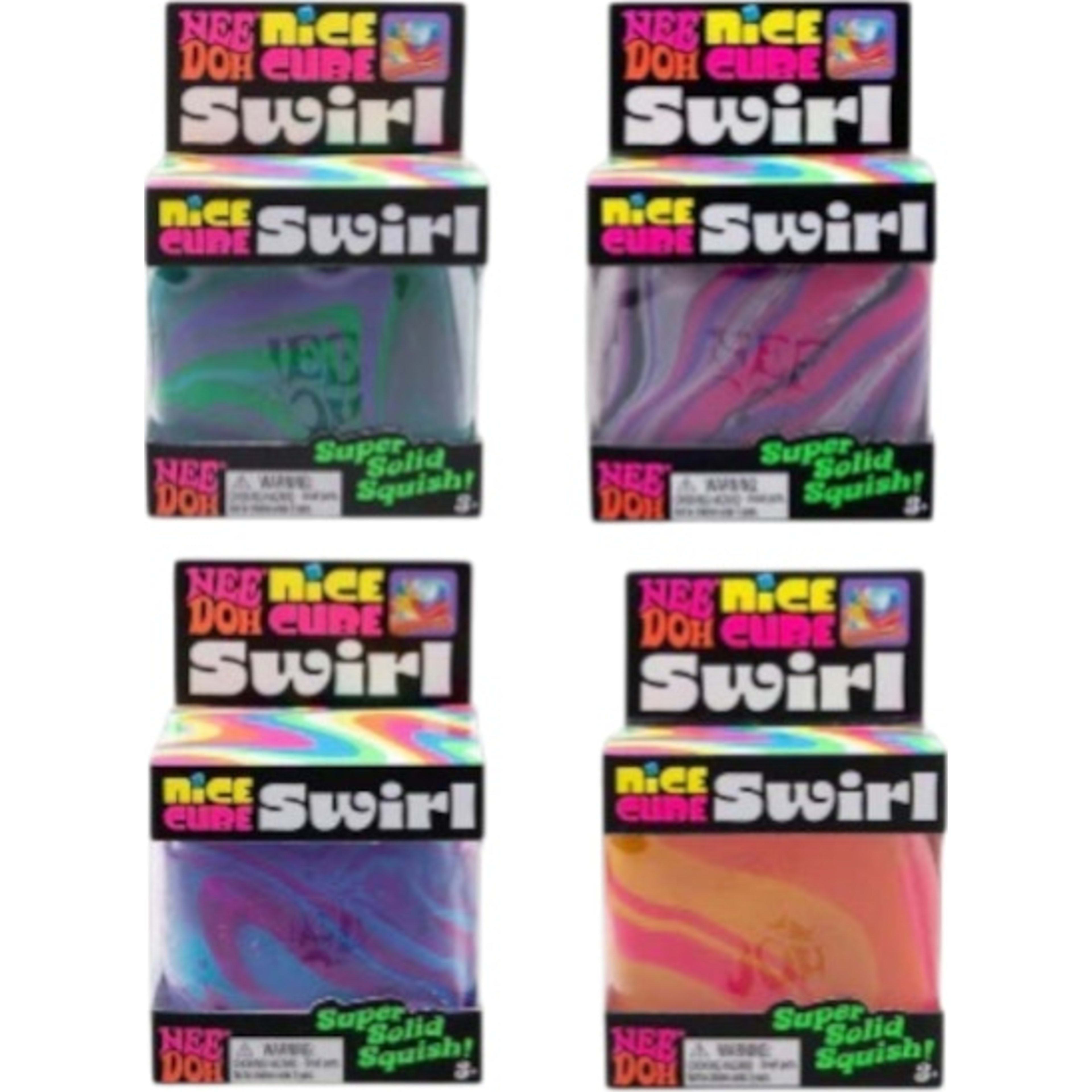 NeeDoh Nice Cube Swirl Super Squeeze! 4x Lot Multicolor