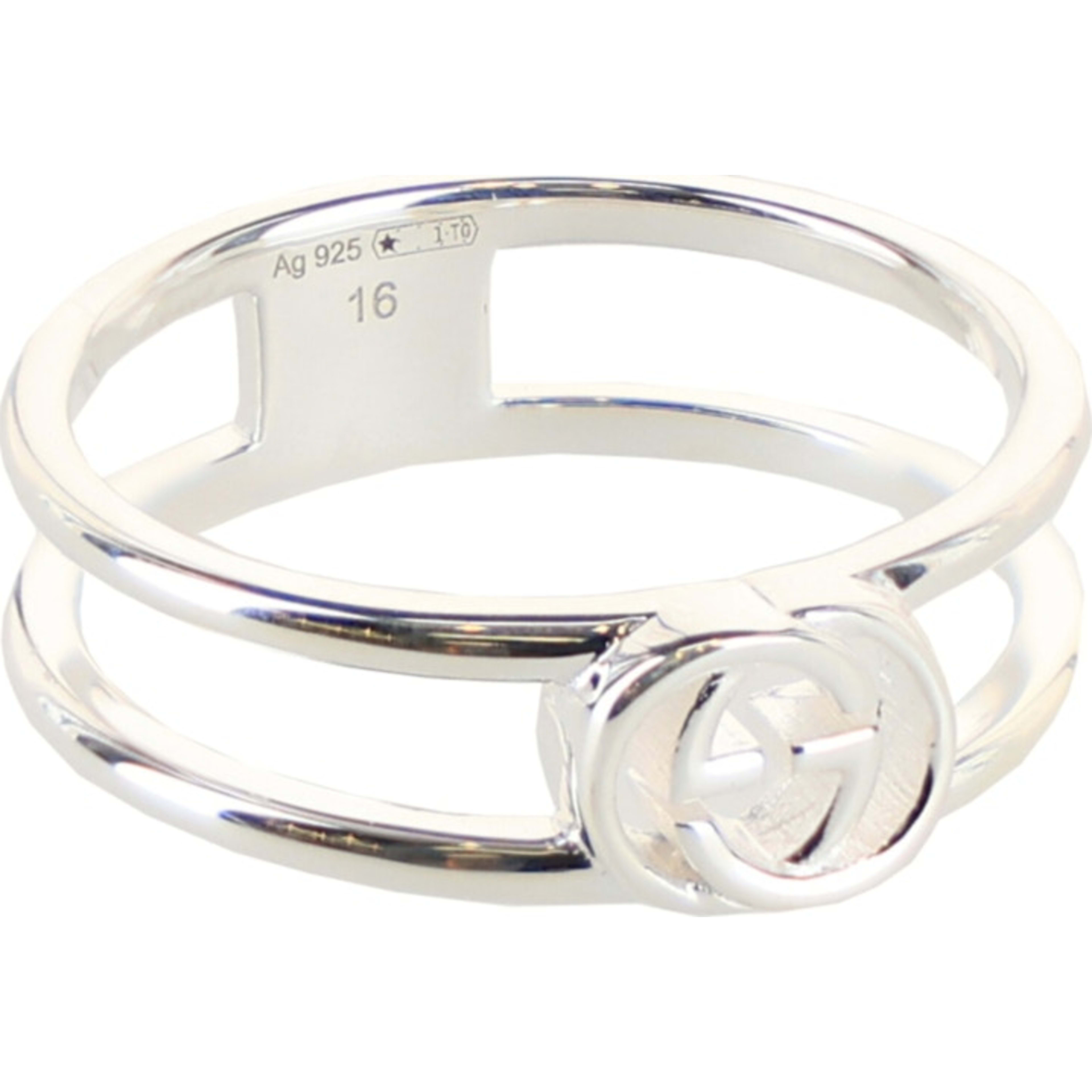 Interlocking G Cutout Silver Ring Silver