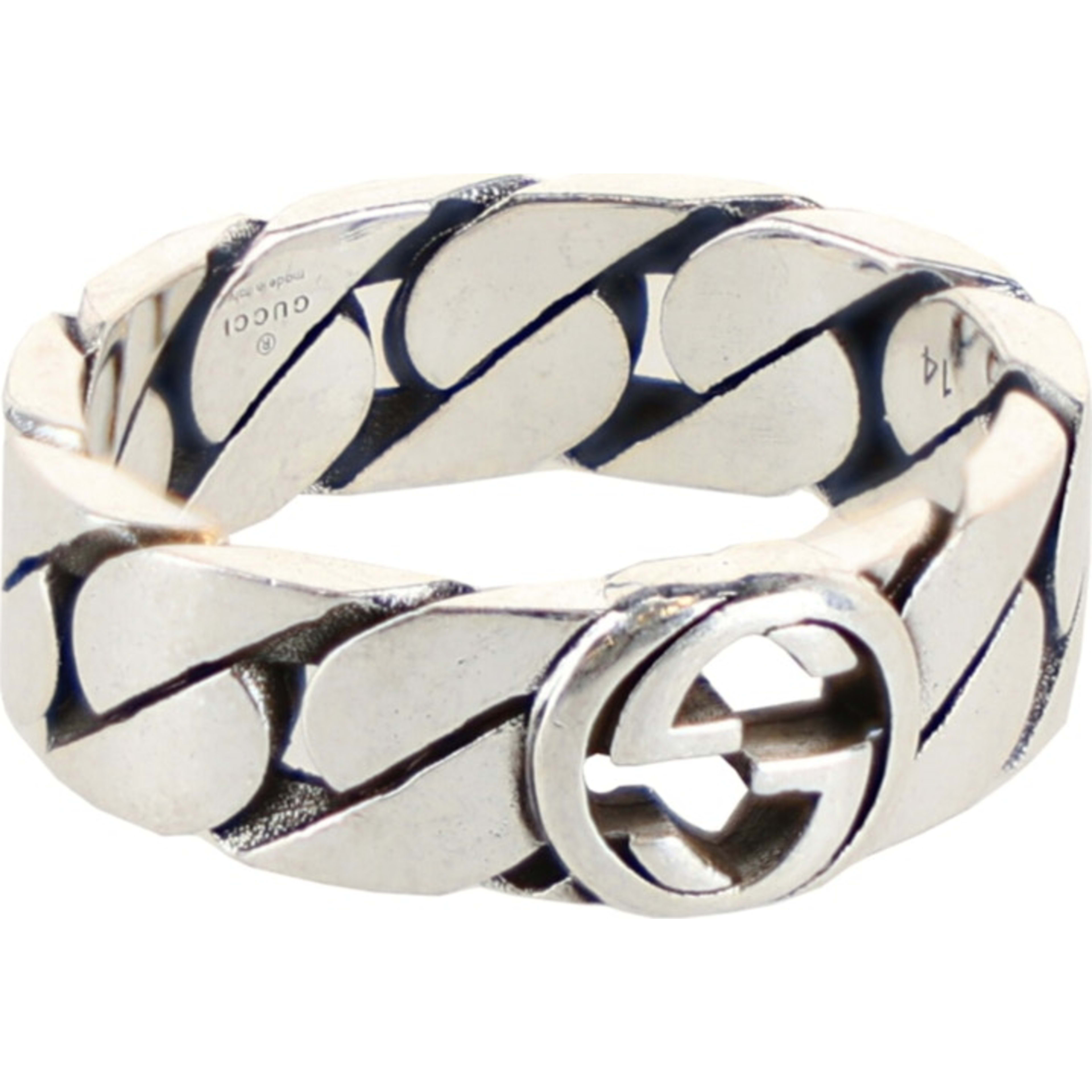 Interlocking G Chain-Link Ring Silver