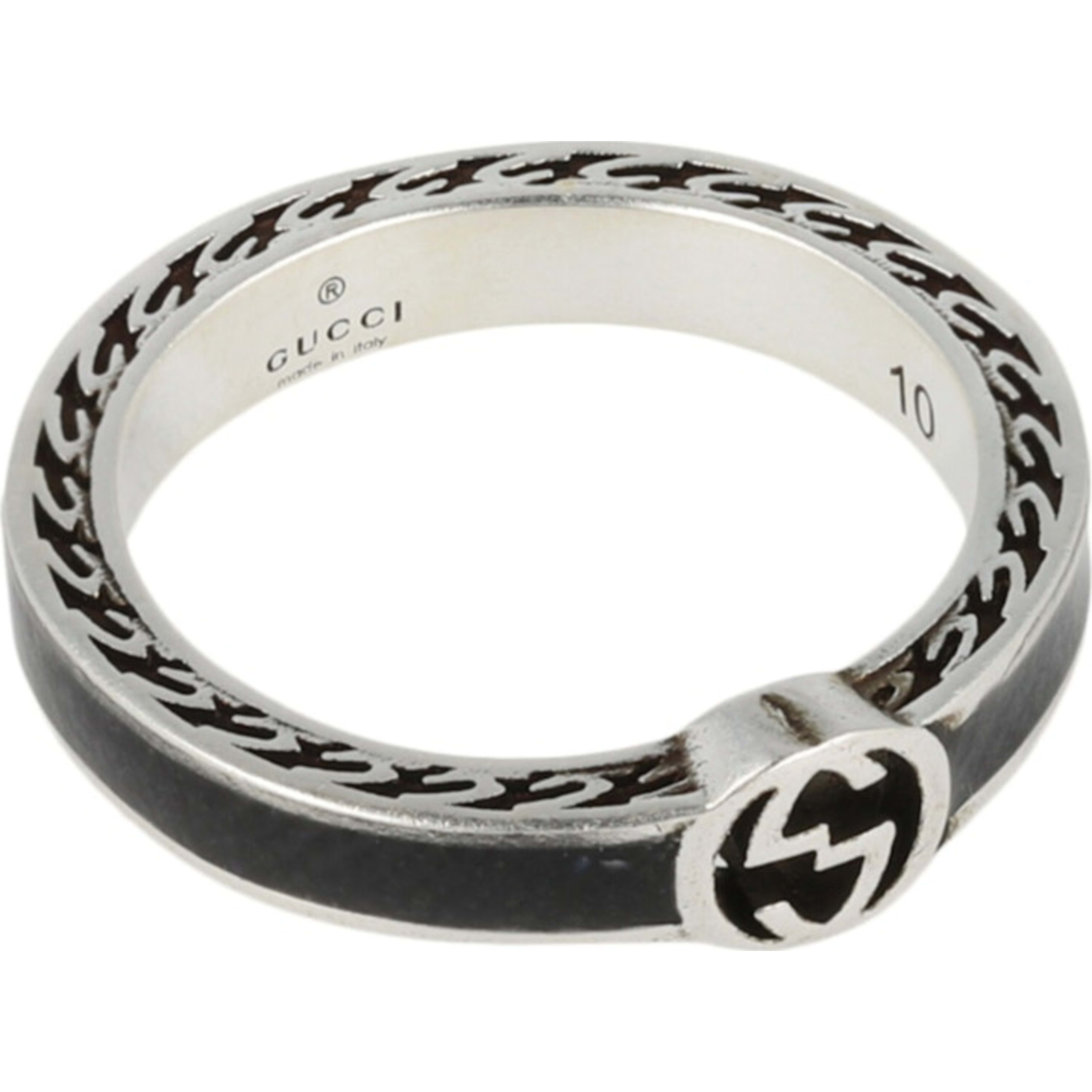 Interlocking G Ring Silver/Black