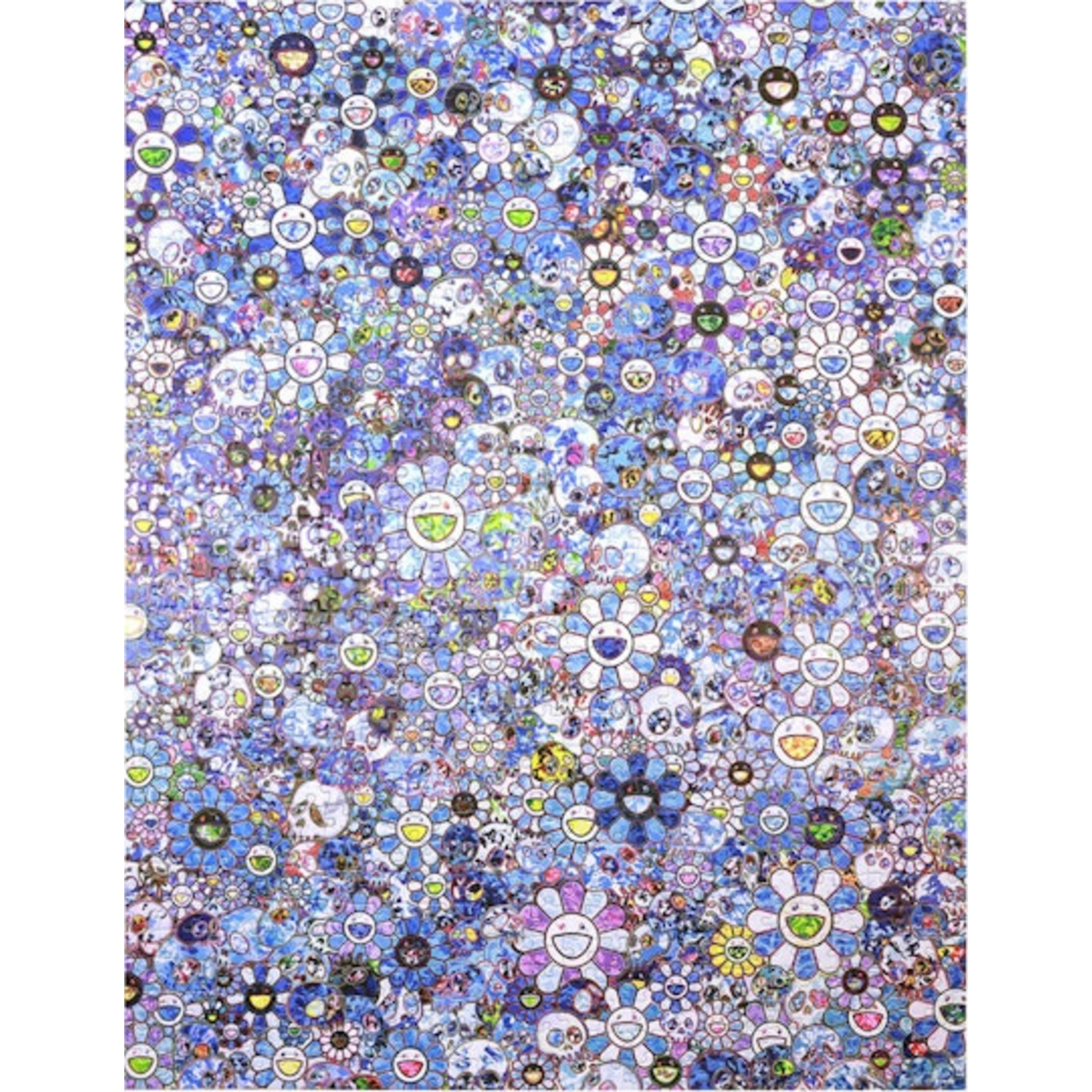 Takashi Murakami Skulls & Flowers Blue Signal Jigsaw Puzzle (875 Pieces)