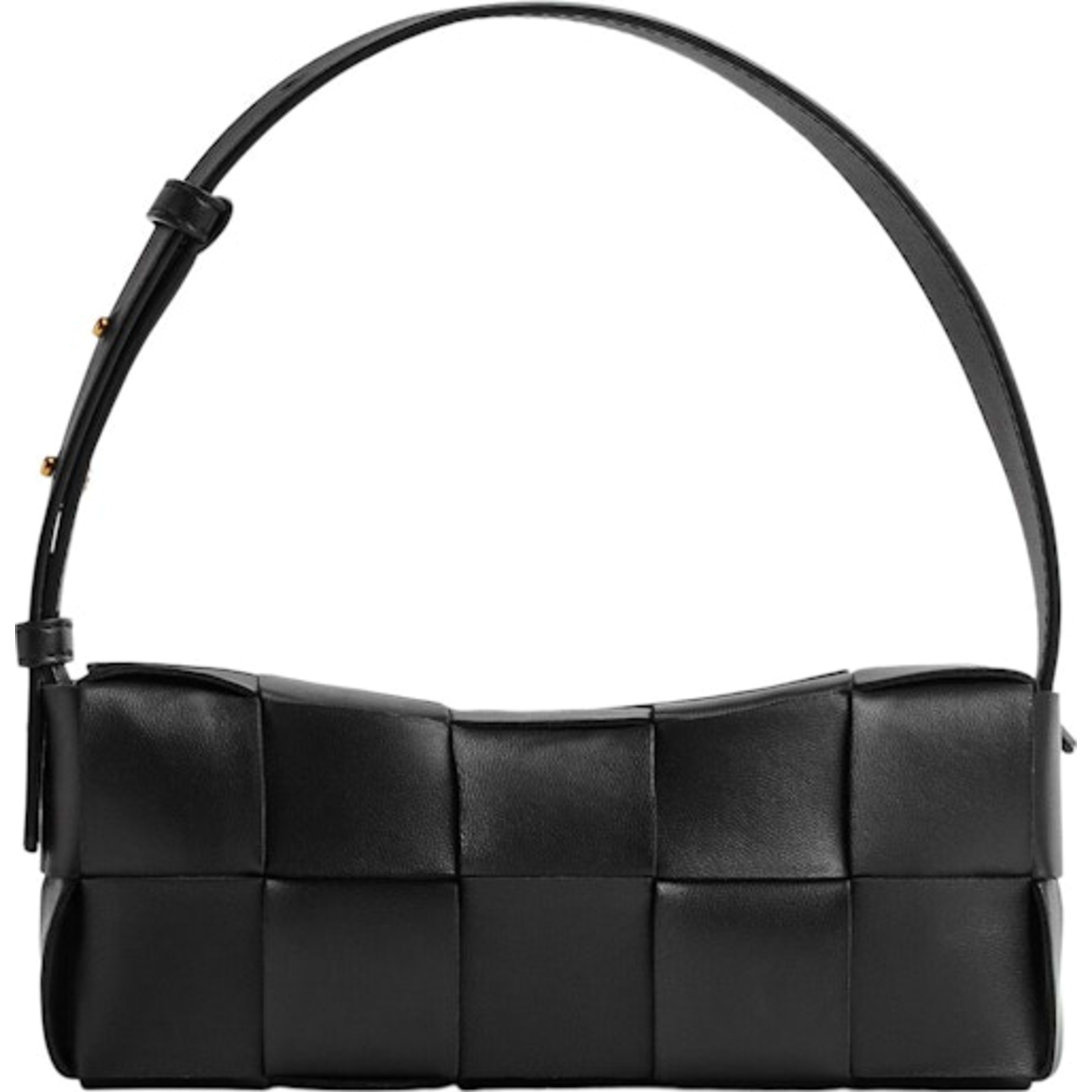 Bottega Veneta Brick Cassette Shoulder Bag Small Intreccio Black