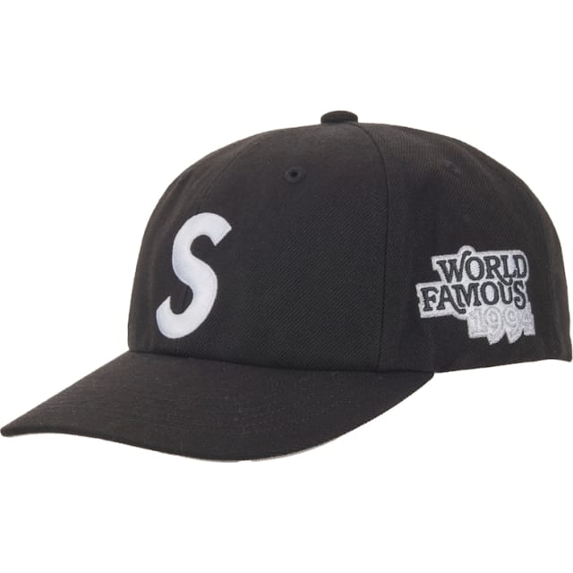 Supreme World Famous S Logo 6-Panel Hat Black