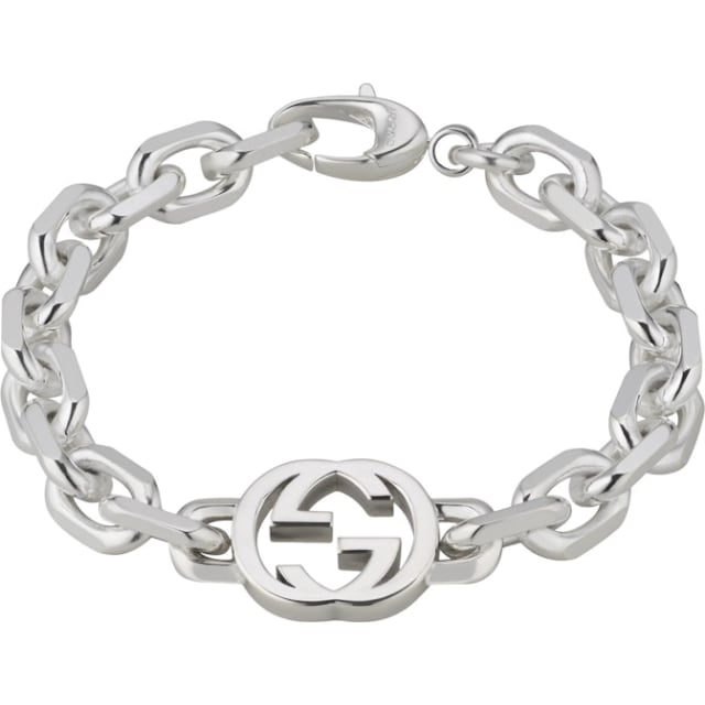 Gucci Interlocking G Chain Bracelet 925 Sterling Silver with Shiny Finish