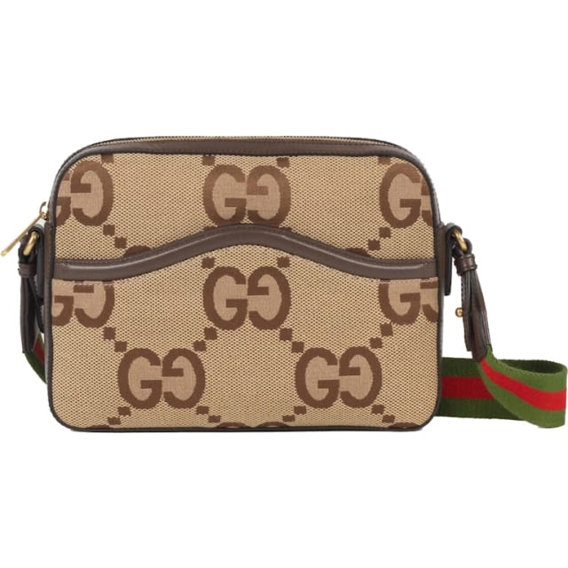 Messenger Bag with Jumbo GG Camel/Ebony