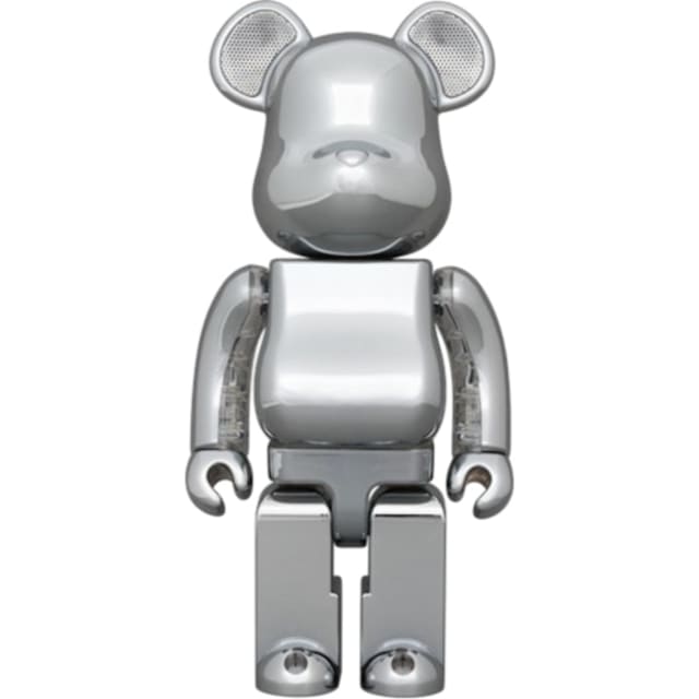 Bearbrick Rinaro Audio Chrome Portable Bluetooth Speaker 400% Silver