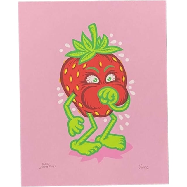 Todd Bratrud Strawberry Cough Print (Signed, Edition of 1000) Pink