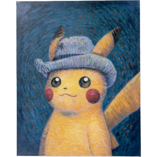 Pokemon Center x Van Gogh Museum: Pikachu Inspired by Self-Portrait with Grey Felt Hat Canvas Wall Art
