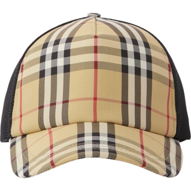 Check and Mesh Cap Archive Beige