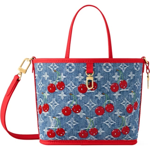 x Takashi Murakami Cherry Neverfull Inside Out BB Denim Monogram