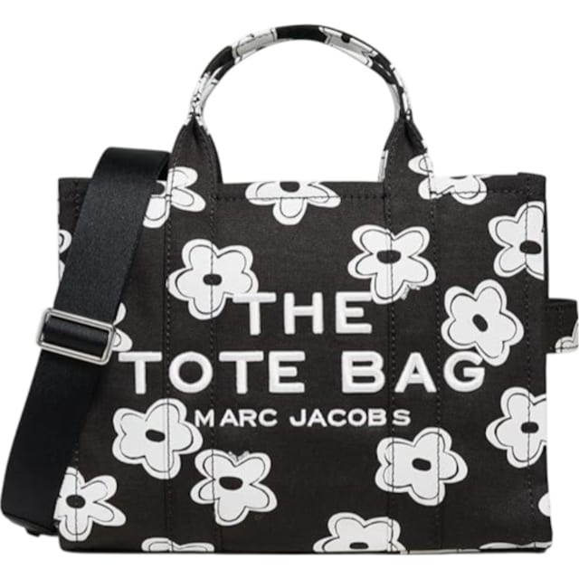 The Daisy Canvas Medium Tote Bag Black/White
