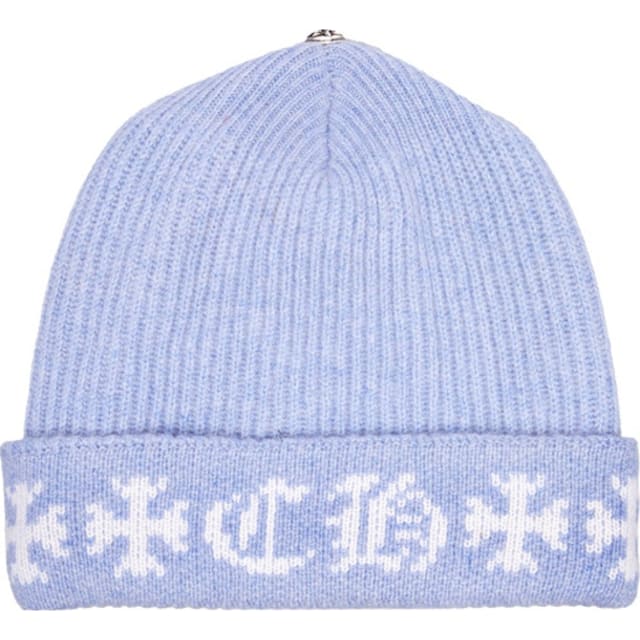 Big Daddy Cashmere Beanie Light Blue/White