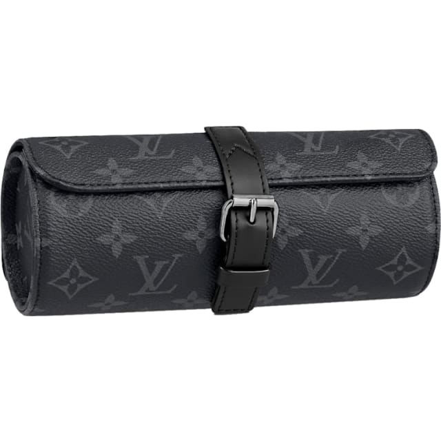 Louis Vuitton 3 Watch Case Monogram Eclipse Black