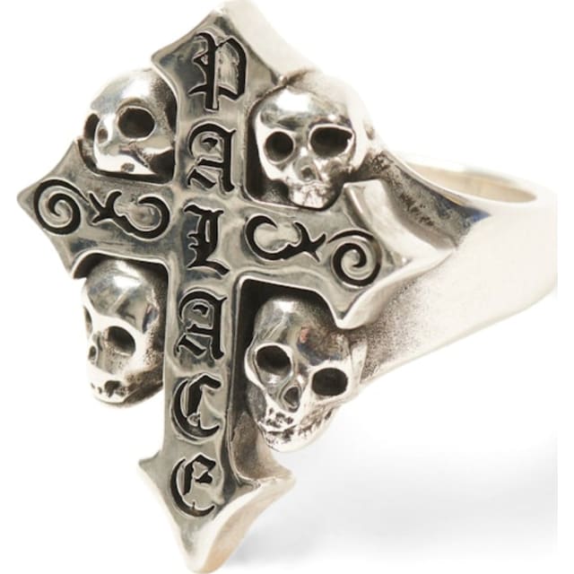 Palace TGF Skull Cross Ring Silver