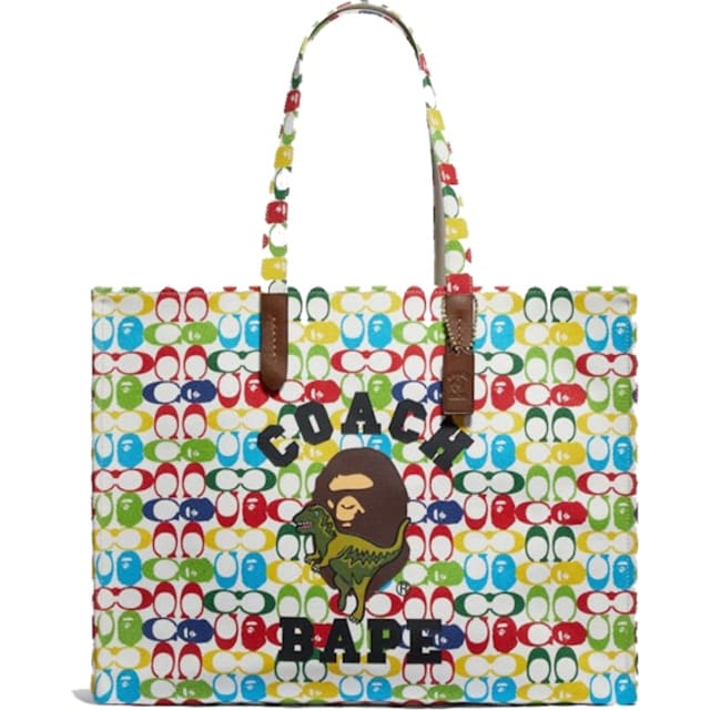 x Bape Tote 47 Signature Canvas With Ape Head Brass/Multi