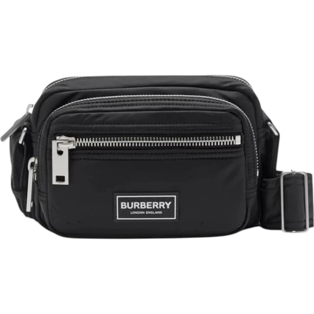 Nylon Zipper Crossbody Bag Black