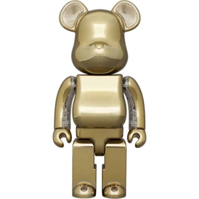 Bearbrick Rinaro Audio Chrome Portable Bluetooth Speaker 400% Gold