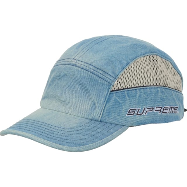 Supreme Side Mesh Piping Camp Cap (SS26) Blue