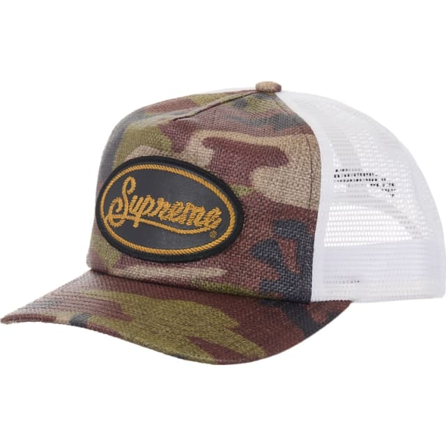 Raffia Mesh Back 5-Panel Hat Woodland Camo